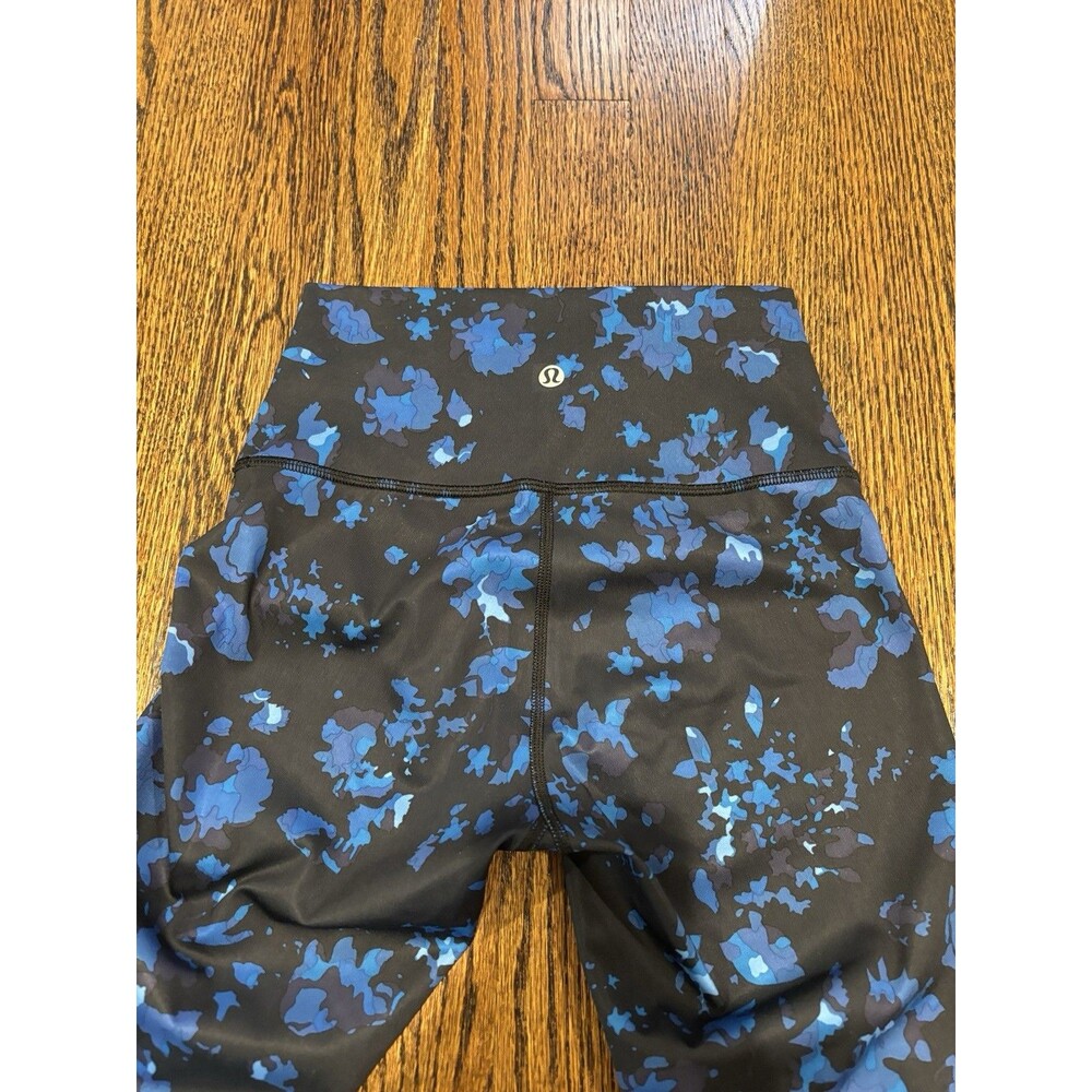 Lululemon Wunder Train High Rise Leggings Size 4 Blue Floral Athletic Yoga Pants - Picture 5 of 8